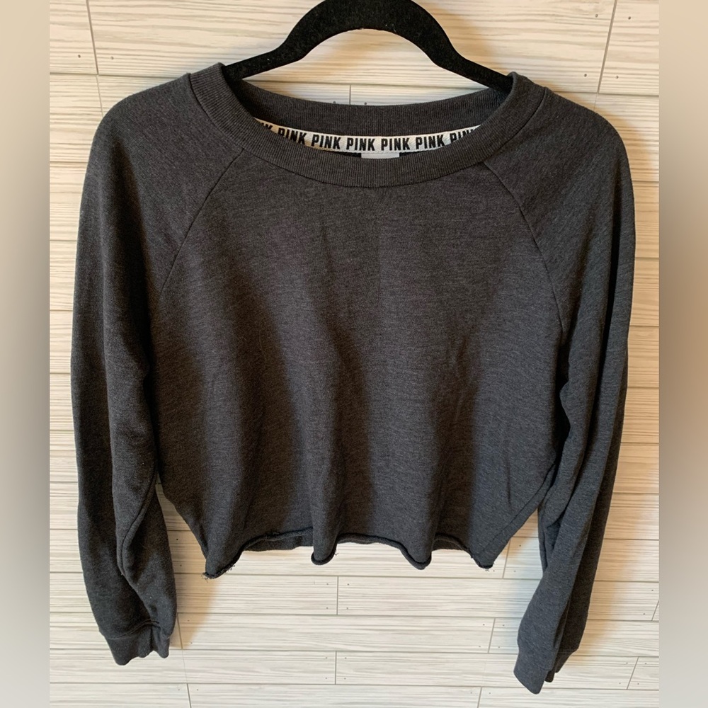 PINK Victoria's Secret Gray crop Women's Top sweat shirt